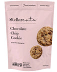 light pink bag of chocolate chip cookie mix on white background. packaging has photos of chocolate chip cookies on it. bag is 9.4 oz and cookies are gluten & dairy free. they are fully plant based, grain-free and paleo friendly. they are made of almond flour, wth 7 real ingredients including coconut sugar.