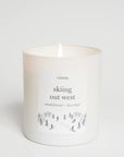 Candle with text and graphics on a white background