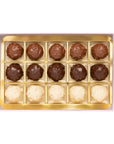 Box of chocolates with a gold border on a white background