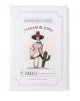 Packaging of Makabi & Sons shortbread butter cookies with skeleton and cactus illustration.