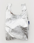 Silver reflective bag on a white background