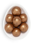 Espresso martini truffles in a white bowl