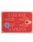 Box of Sardine Napkins with red and white design on a white background