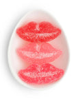 Ceramic tile with red lips design on a white background