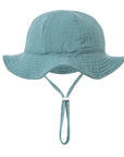 blue bucket hat on a white background