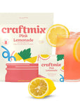 craftmix Pink Lemonade package with a glass of lemonade and lemon slices on a white background