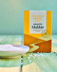 Box of Kalahari Desert Salt by Maldon on a green background