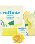 craftmix Classic Lemonade packaging with a lemon slice and a glass of lemonade.