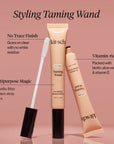 Kitsch Taming Wand with product features on a pink background