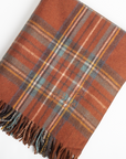 Plaid blanket with fringes on a white background