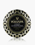 Voluspa Crisp Champagne candle packaging on a white background