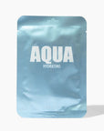 Aqua hydrating sheet mask packaging on a white background