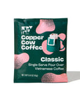 Copper Cow Coffee single-serve pour over package on a white background