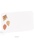 Card with leaf designs on a white background