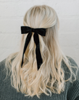 Velvet Black Bow Clip
