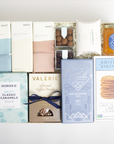 Collection of gift boxes and packaging on a white background