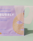 Patchology hydrogel face mask packaging on a light green background