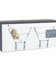 viski crystal martini glasses on a white background