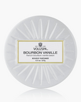bourbon vanille mini tin candle on a white background