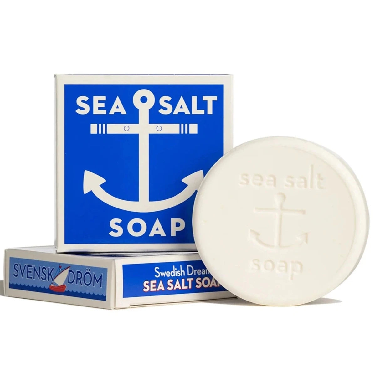 blue bar soap with an anchor on it