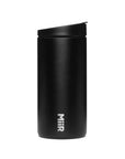 Black insulated mug with 'MIIR' logo on a white background