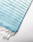 blue embroidered turkish towel