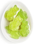 green frog gummies inside oval bowl