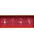 A red and gold holiday advent-style gift box with four sliding compartments, each decorated with a different ballerina-themed illustration on a red background.