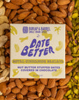 Burlap & Barrel Date Better packaging surrounded by nuts and seeds