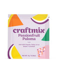 Packaged product labeled 'craftmix Passionfruit Paloma' on a white background