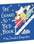 Book cover of 'The Going to Bed Book' by Sandra Boynton with cartoon characters on a blue background.