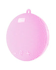 Pink silicone cleaning ball on a white background