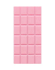 Pink chocolate bar with a grid pattern on a white background