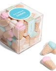 Ice Cream Cone Gummies in plastic cube packaging.