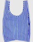 blue striped reusable bag