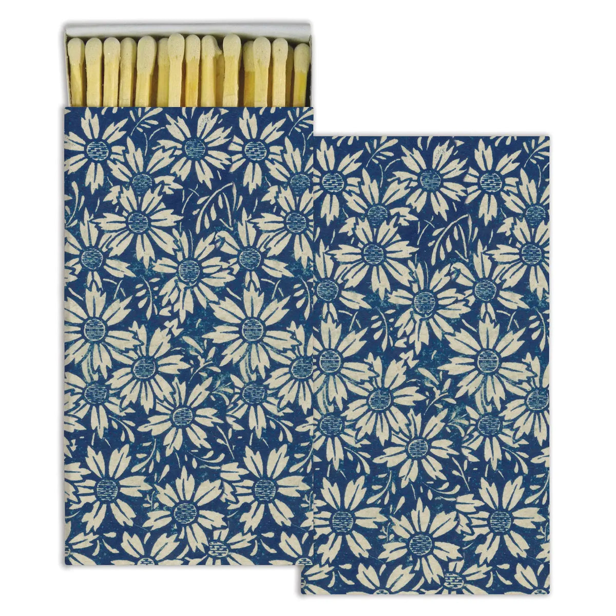 Blue daisy matches on a white background