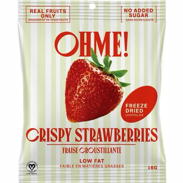 oh me crispy strawberries on a white background