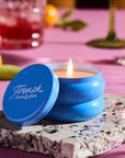 blue bubble tin candle 