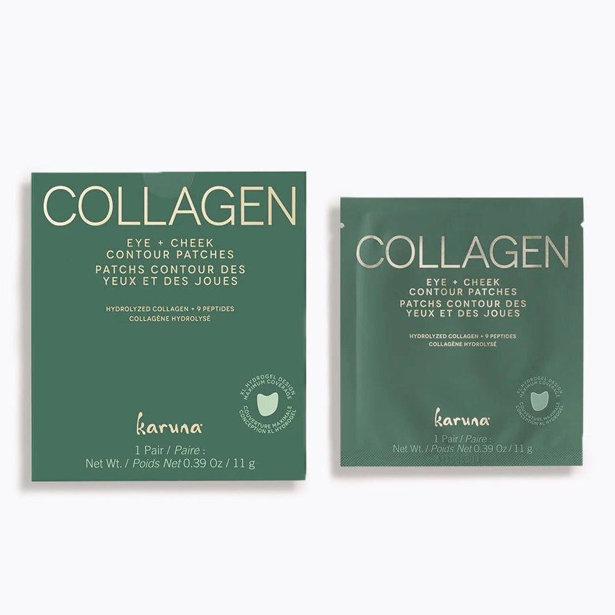 Collagen eye and cheek contour patches packaging on a white background