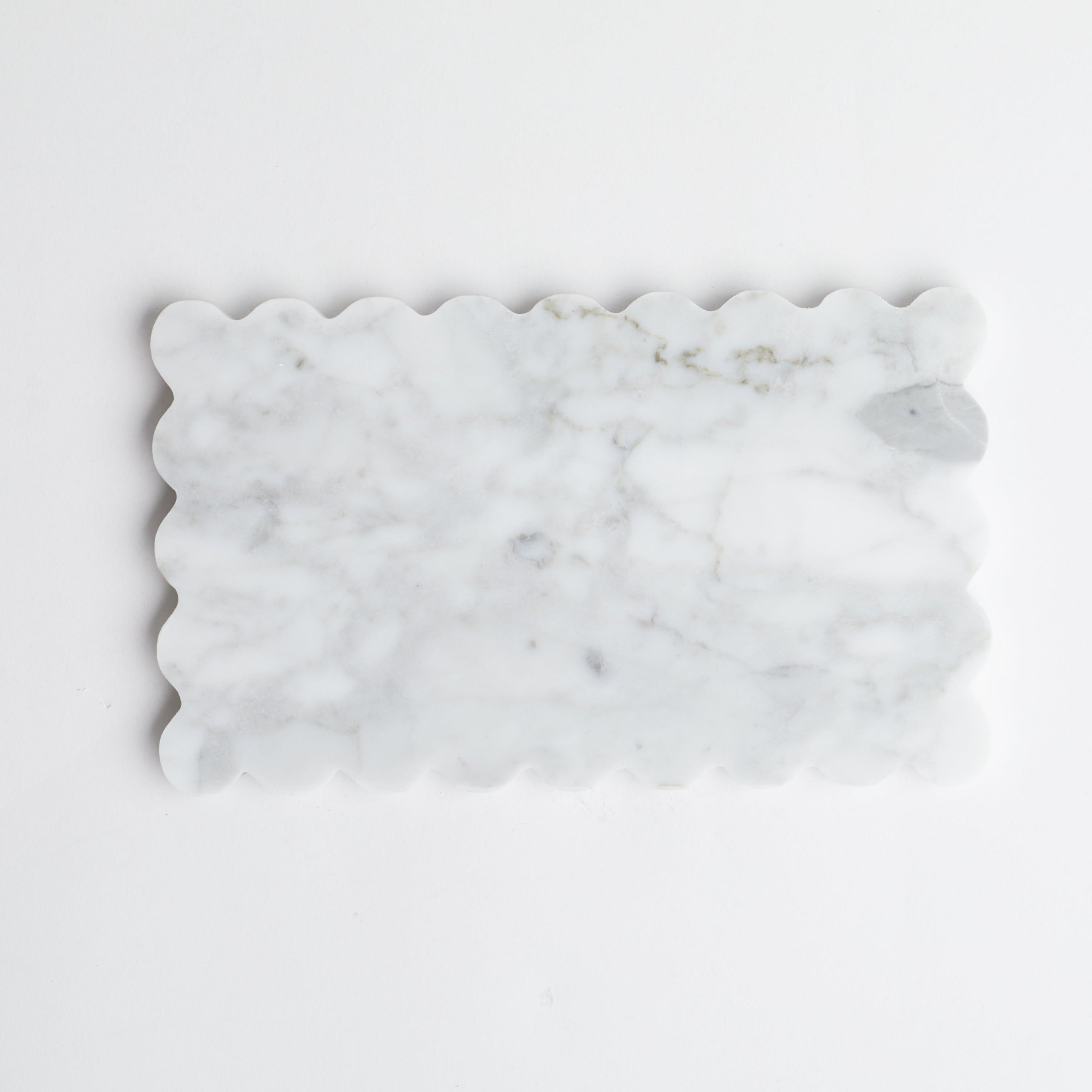 White Scallop Marble Tray on white background