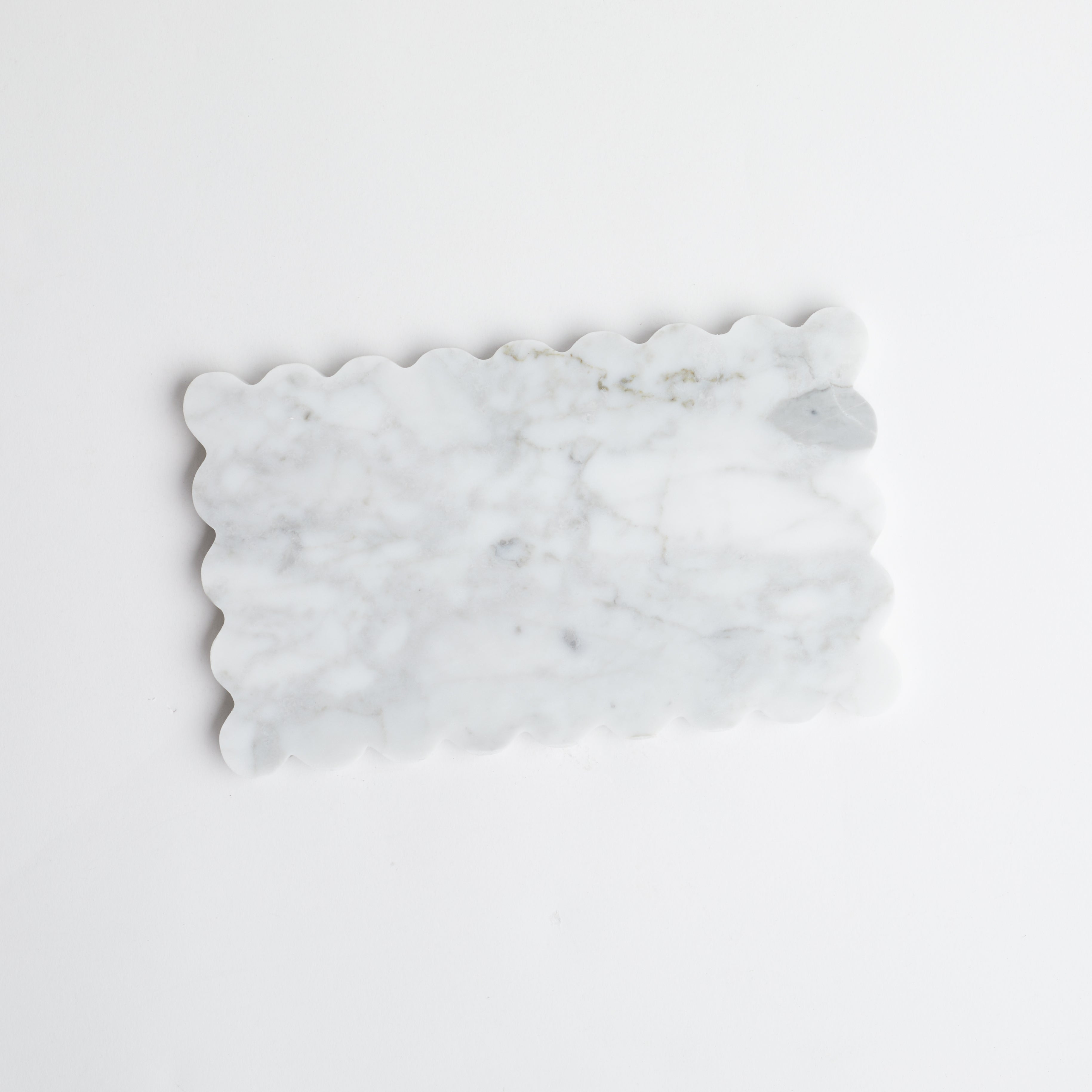 White Scallop Marble Tray on white background