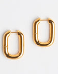 The Taryn | Gold Rectangular Hoop Earrings on white background