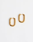 The Taryn | Gold Rectangular Hoop Earrings on white background