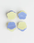 Blue + Green Mini Flower Hair Clips | Set of 4 on white background