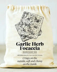 white garlic herb focaccia ingredient mix drawstring bag 