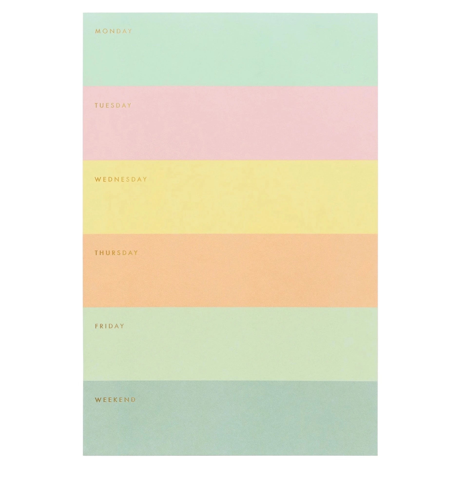 bands of pastel hues separating the days memo pad