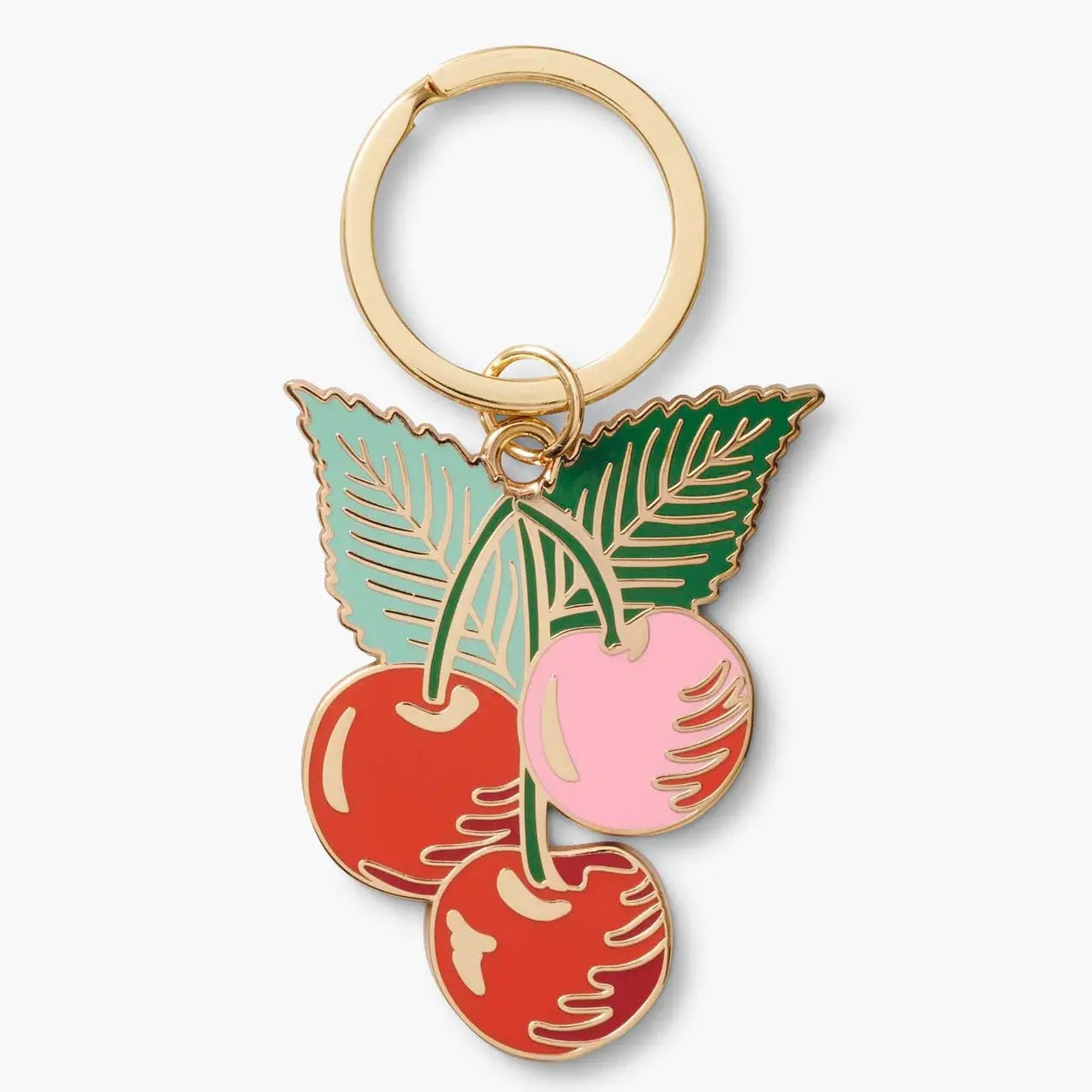 Keychain with cherry design on a white background