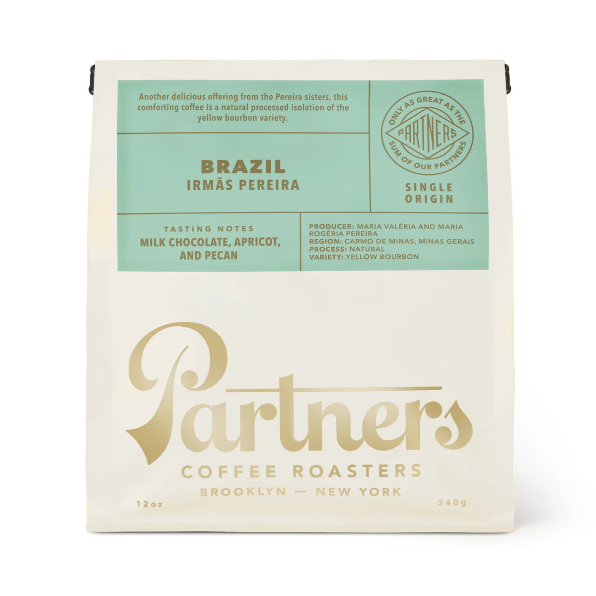 Box of Partners Coffee Roasters coffee from Brazil on a white background