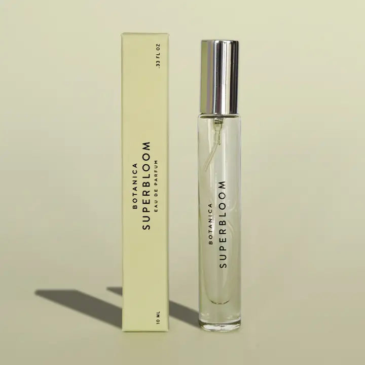 superbloom perfume on a yellow background
