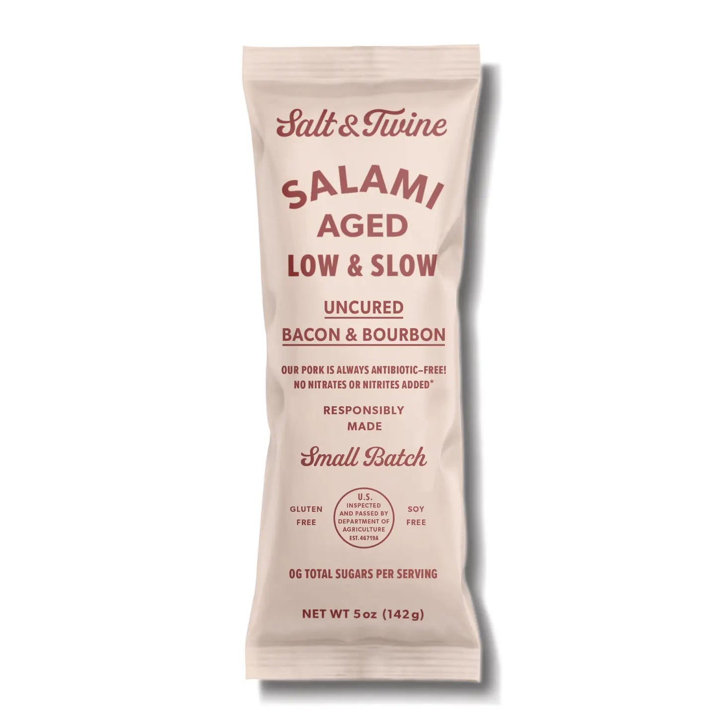 Salt & Twine Salami package on a white background